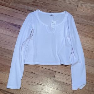 NEW Cotton On Wille Waffle Long sleeve shirt size M Medium- white- NWT